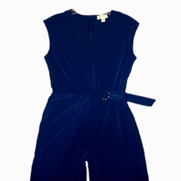 Michael Kors Navy Buckled Wrap Front Jumpsuit - Picture 4 of 6